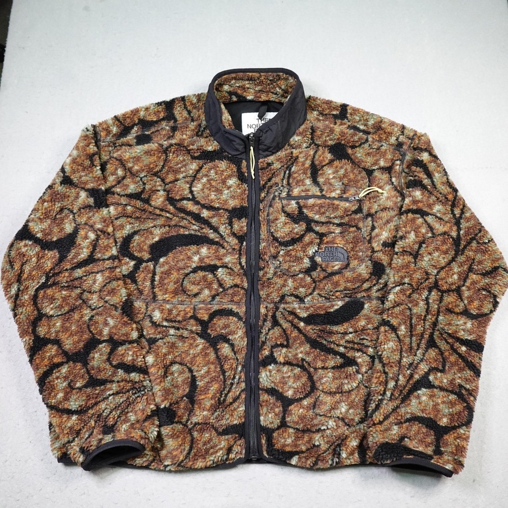 The North Face Fleece Jacket Womens XXL Jacquard Floral Zip Sherpa oversize